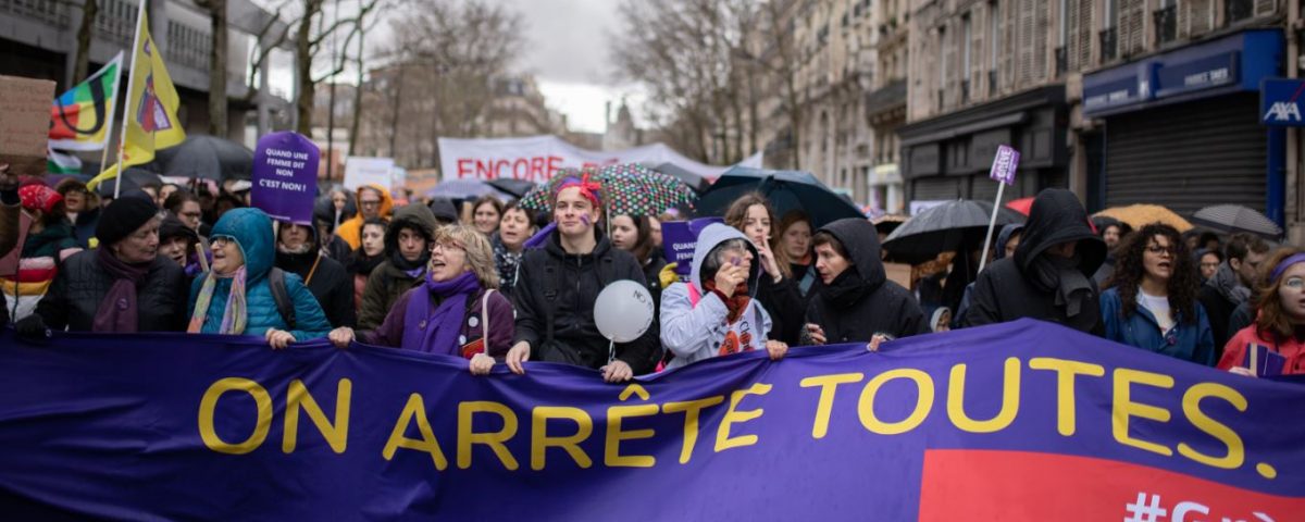 Des militants de la manifestation du 8 mars 2020 à Paris (© Antonin Ménagé)