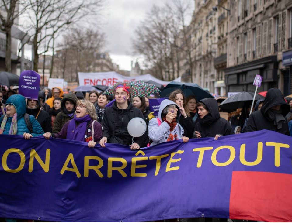 Des militants de la manifestation du 8 mars 2020 à Paris (© Antonin Ménagé)